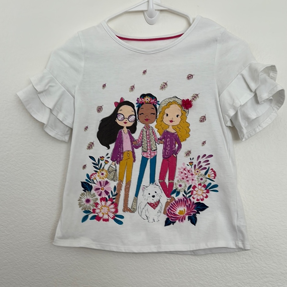 Isaac Mizrahi Girls White Short Sleeve Tee Size: 7
